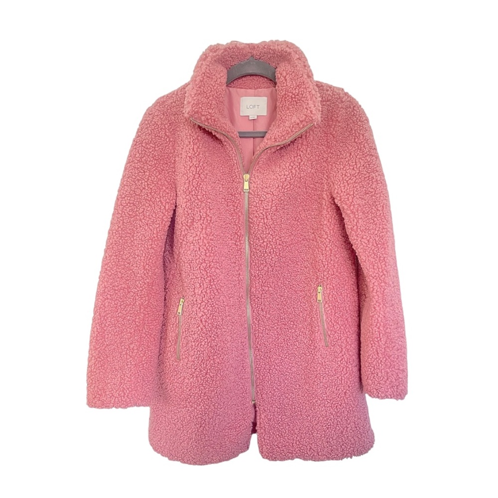 LOFT Pink teddy coat // Size: XS